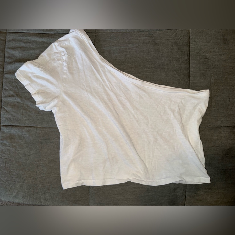 Aerie White One-Shoulder Crop Top